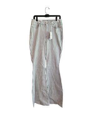 NWT Judy Blue White High Rise Flare Wide-Leg Jeans with Navy Stripes